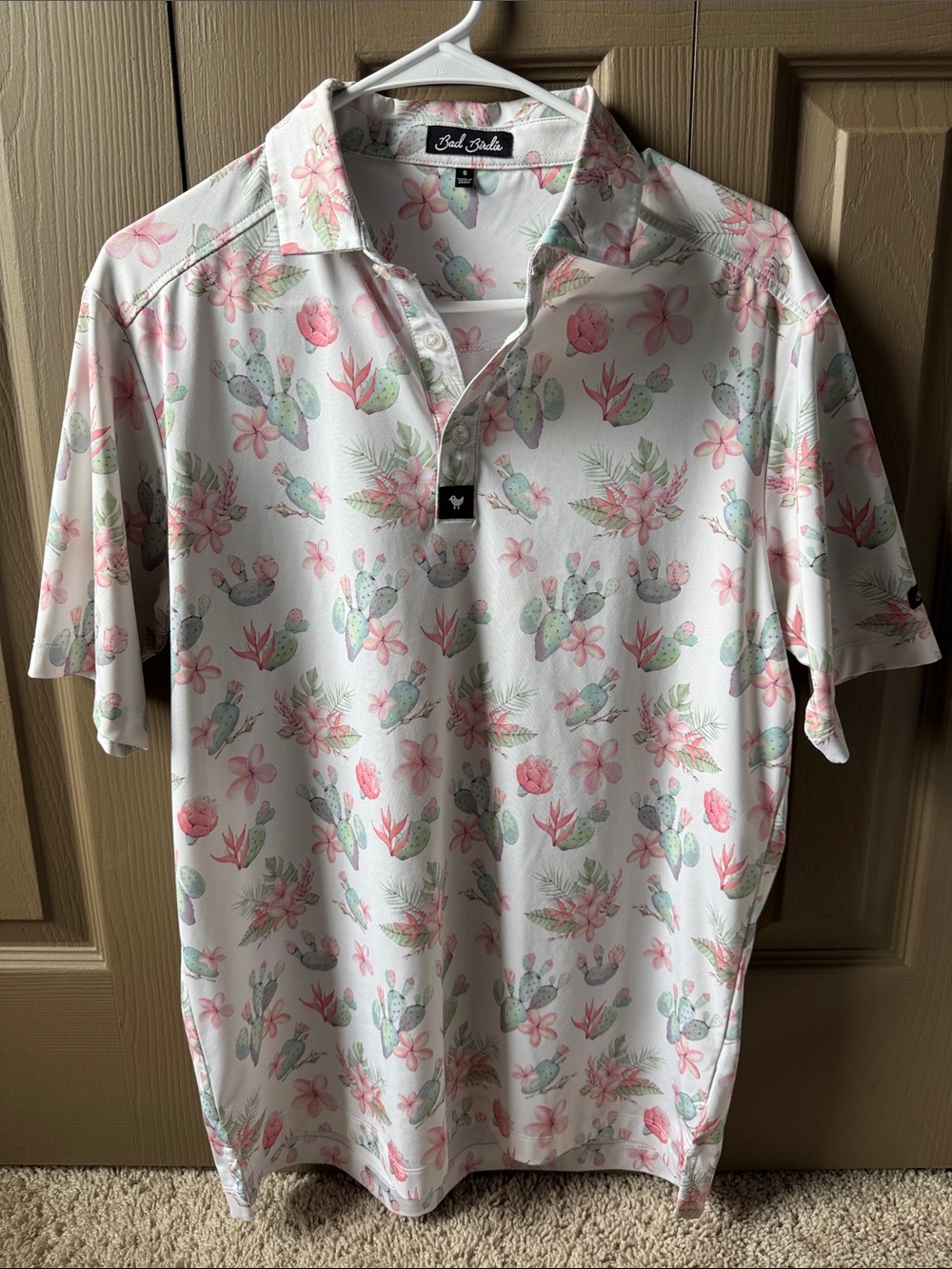 Bad Birdie Cactus Floral Golf Polo